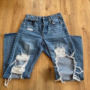 Distressed Blue Jeans